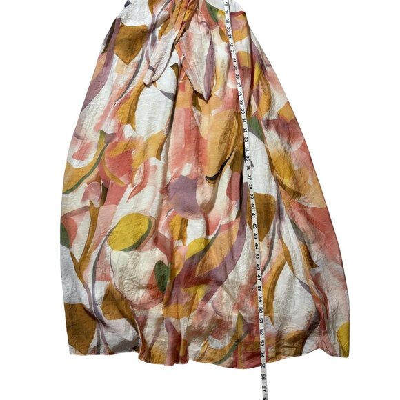 Abstract Print Maxi Dress Cutout Tie Front Long Sleeve Size 8 - Picture 9 of 12